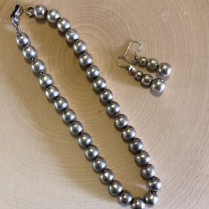 Vintage Taxco Silver Ball Choker and earring set